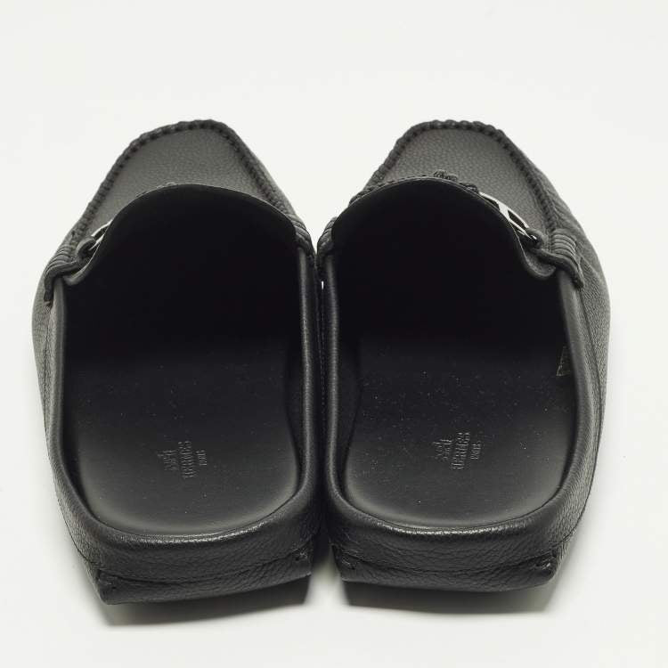 Hermes Icaro Size 43 Black Leather Mules