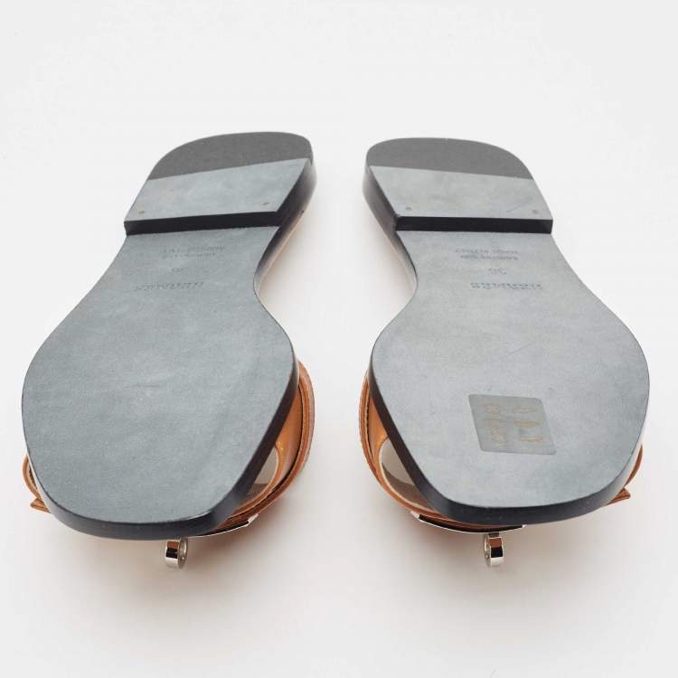 Hermes Tan Leather Giulia Flat Sandal Size 36