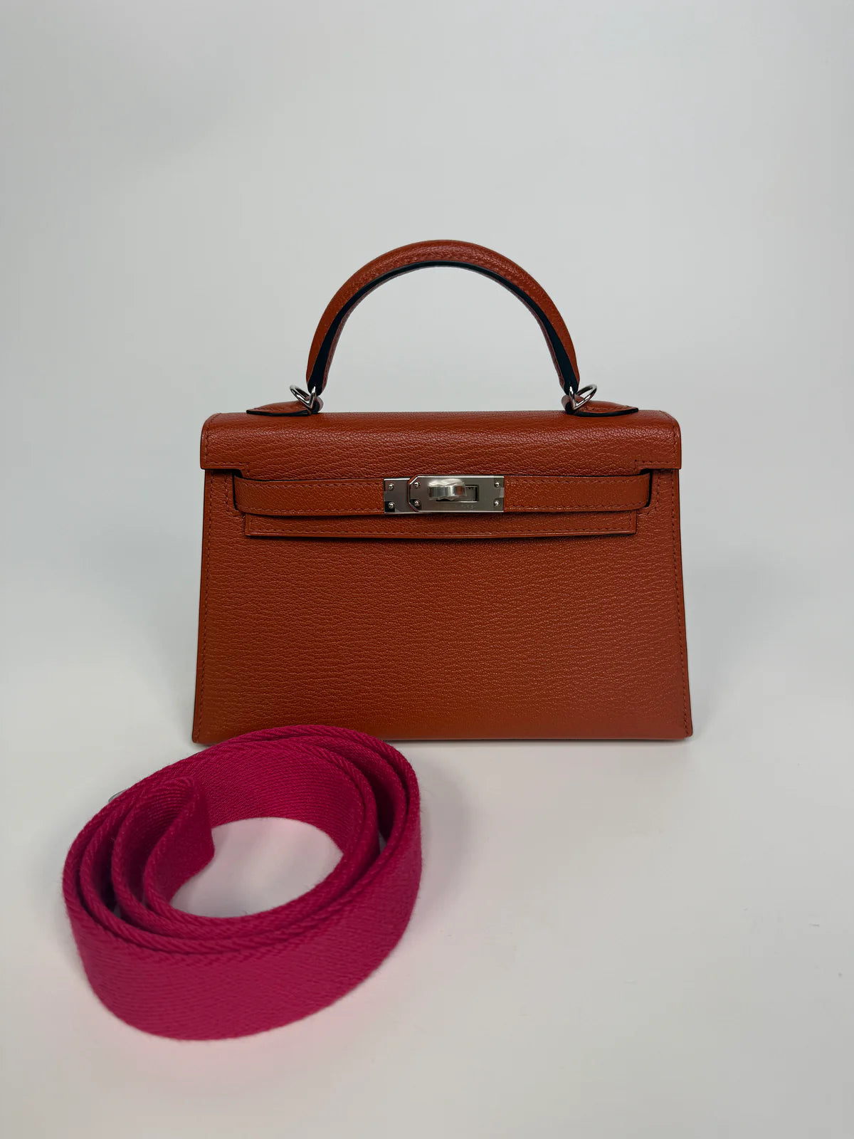 HERMÈS MINI KELLY IN CUIVRE CHÈVRE MYSORE LEATHER WITH PALLADIUM HARDWARE