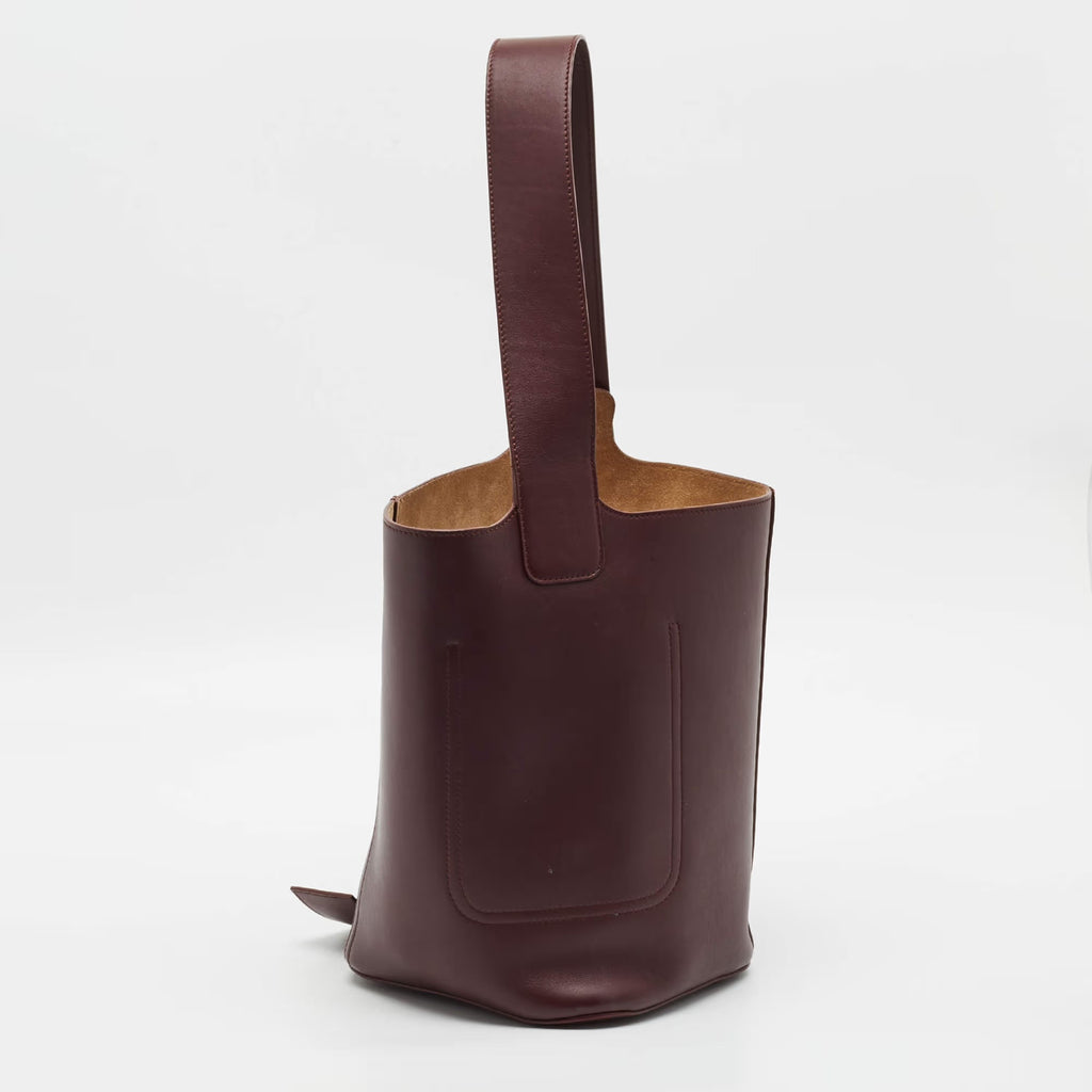 Loewe Pebble Medium Burgundy Leather Bucket Bag