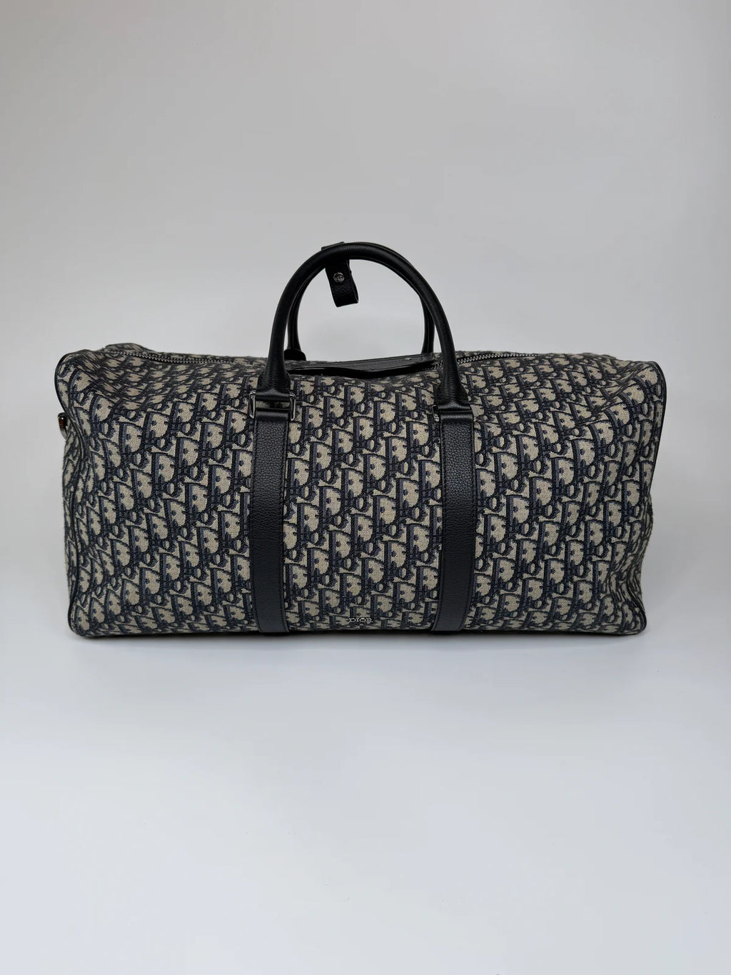 CHRISTIAN DIOR OBLIQUE CANVAS TRAVEL BAG WITH SILVER HARDWARE
