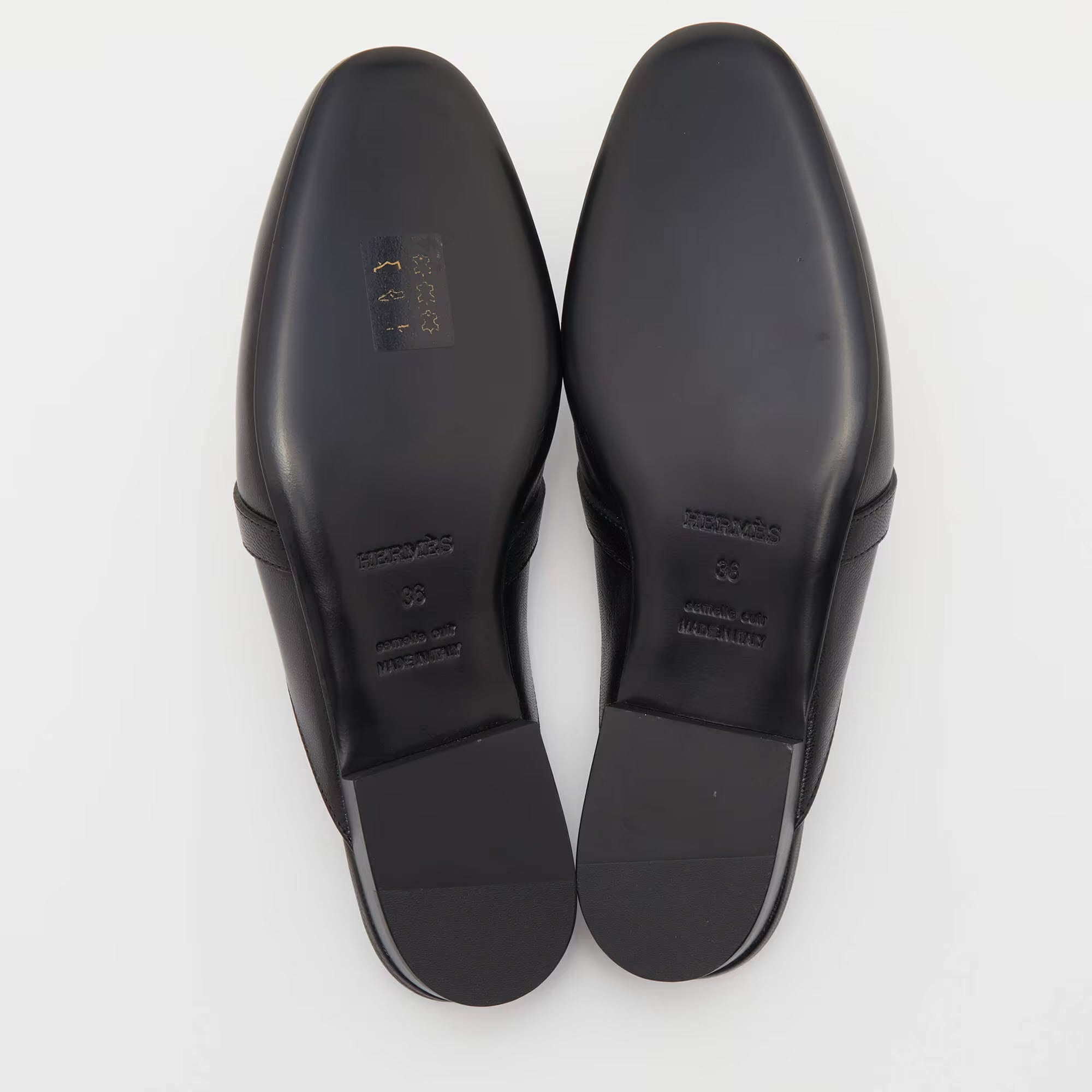 Hermes Black Leather Oz Mules Size 36