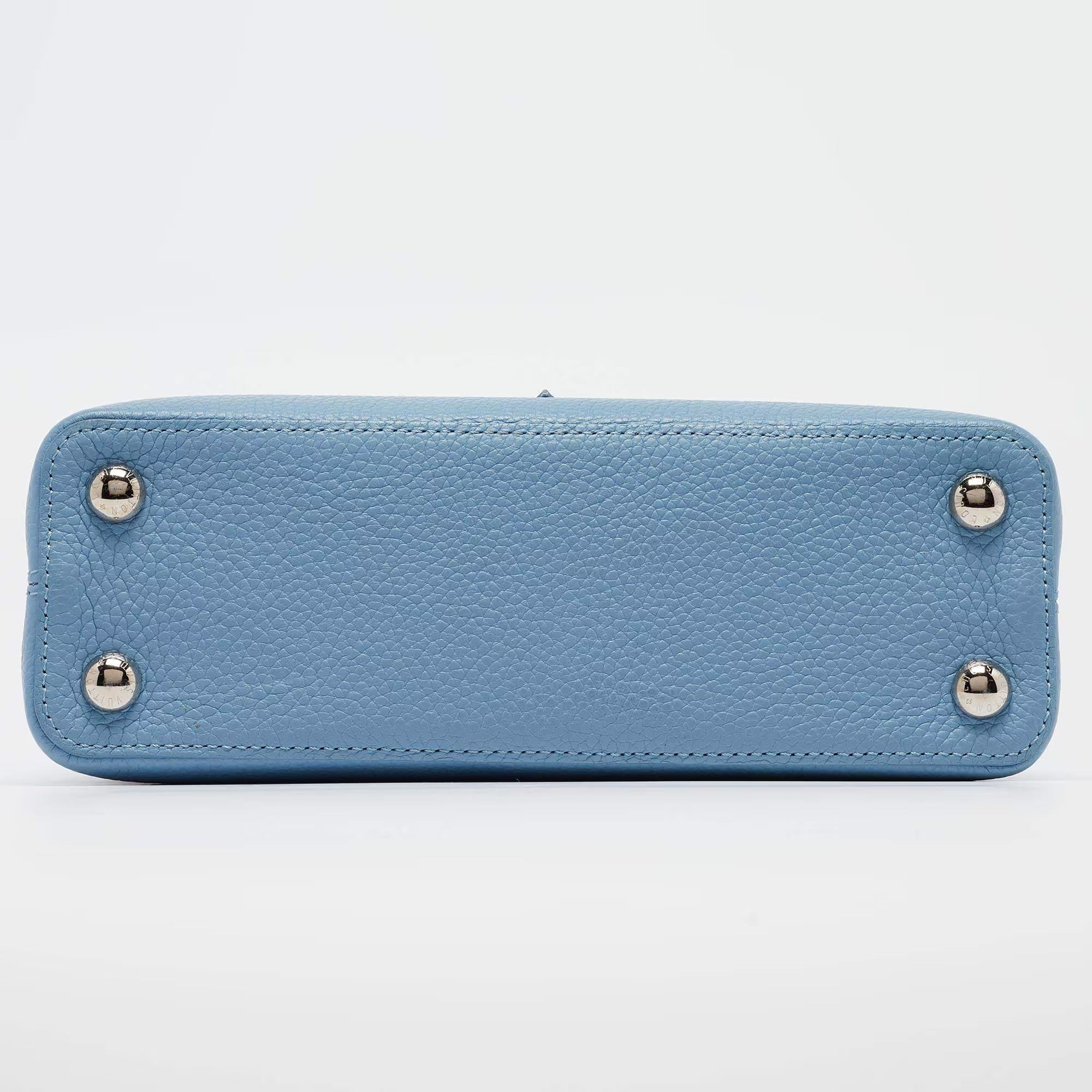 Louis Vuitton Light Blue Leather Mechanical Flower Capucines BB Bag