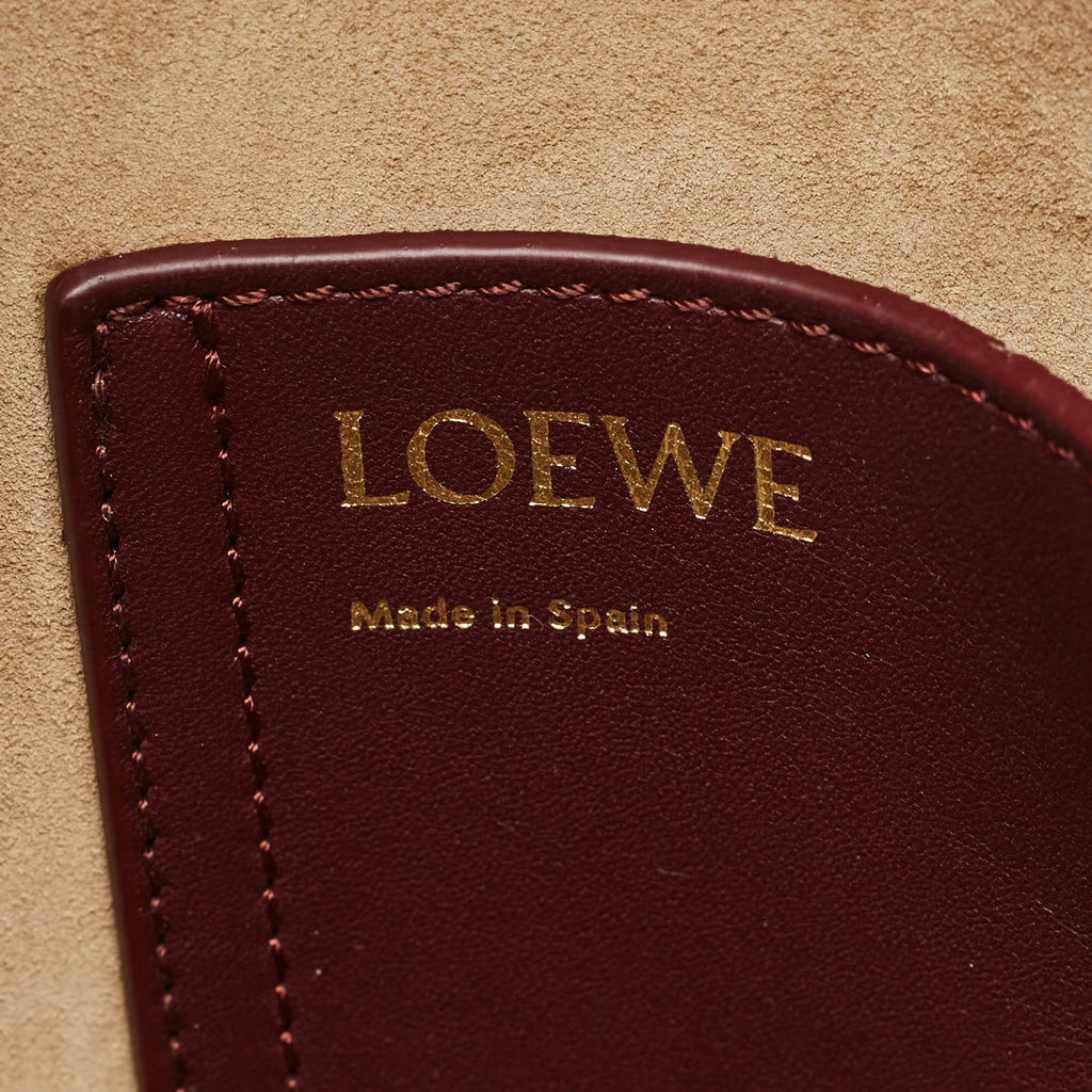 Loewe Pebble Medium Burgundy Leather Bucket Bag