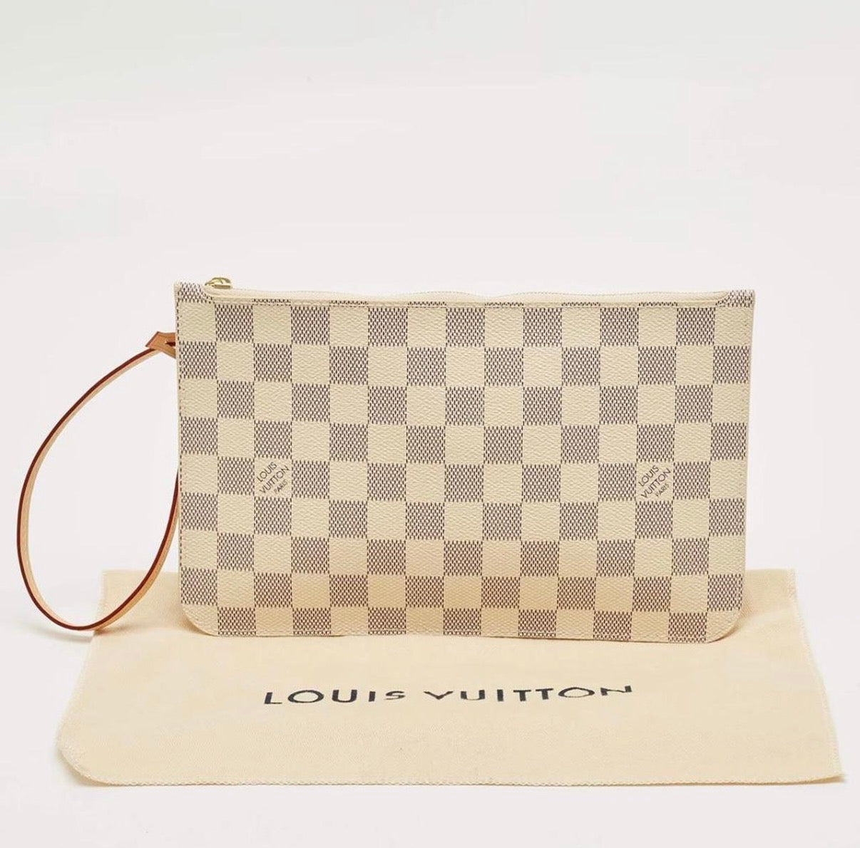 Louis Vuitton Neverfull White Coated Canvas Wristlet