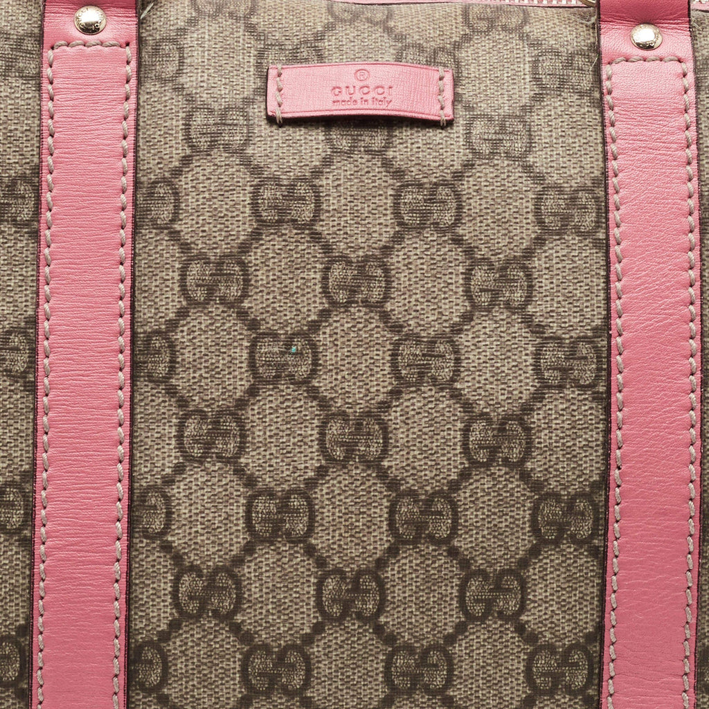 Gucci Joy Medium Pink/Beige GG Supreme Canvas and Leather Boston Bag