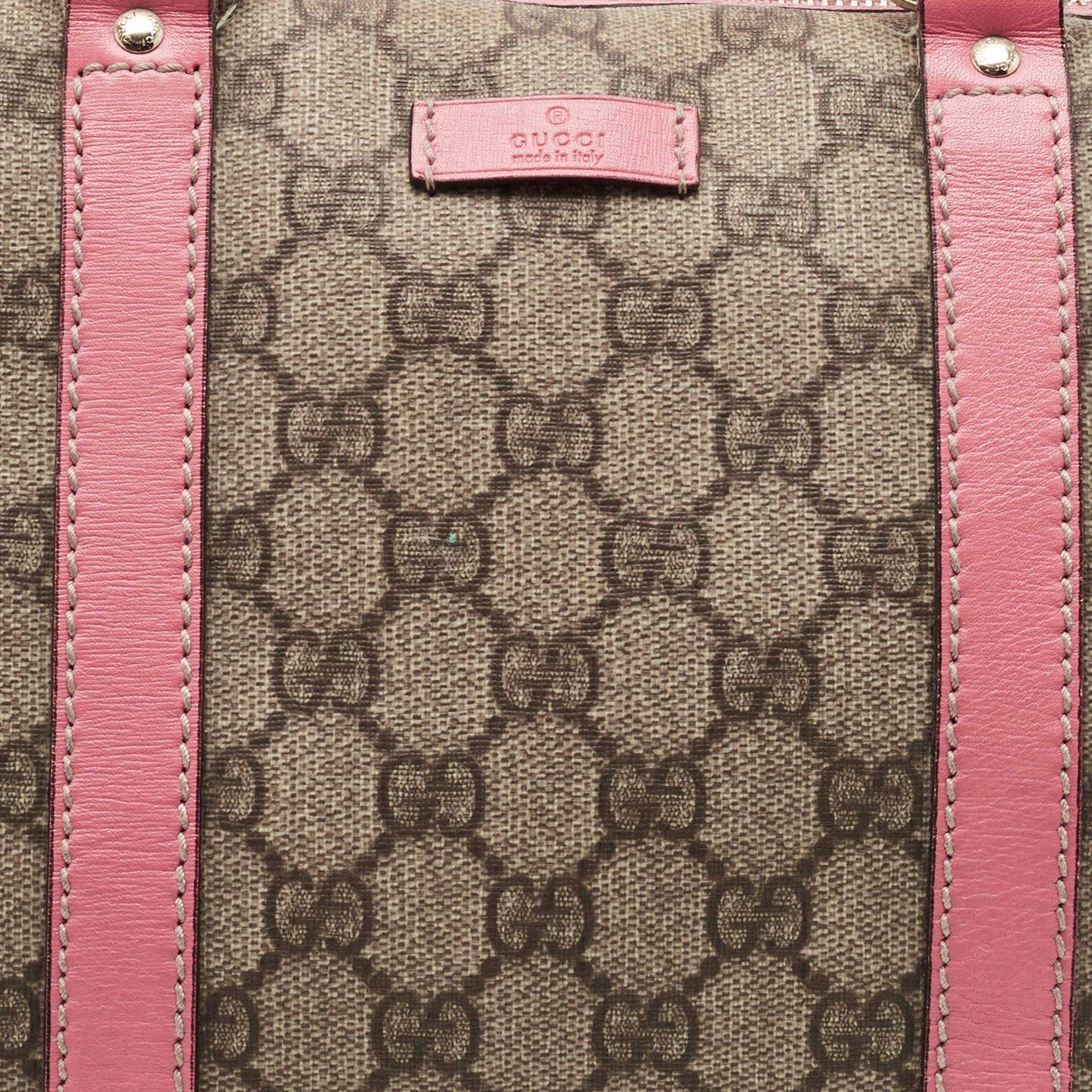 Gucci Joy Medium Pink/Beige GG Supreme Canvas and Leather Boston Bag