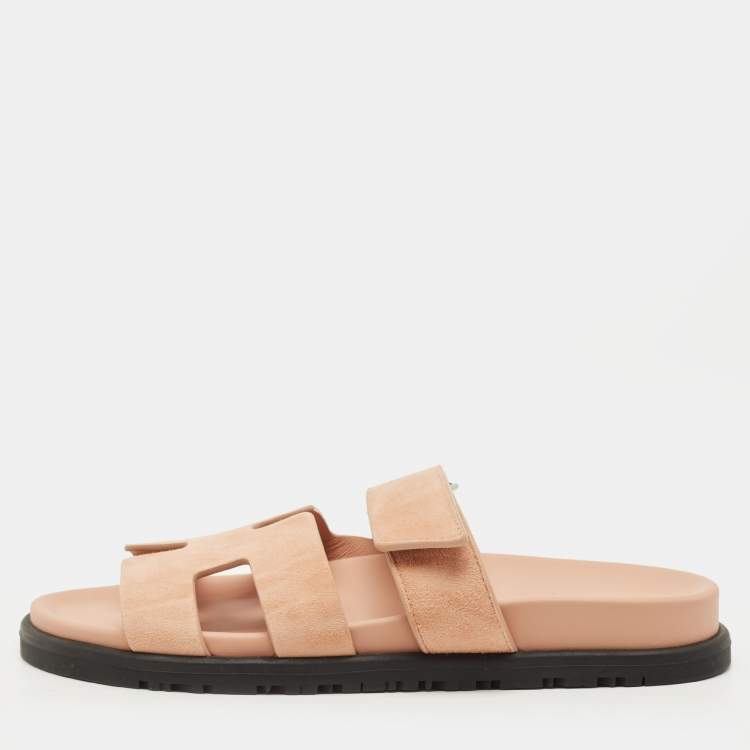 Hermes Chypre Size 36 Beige Suede Flat Sandals