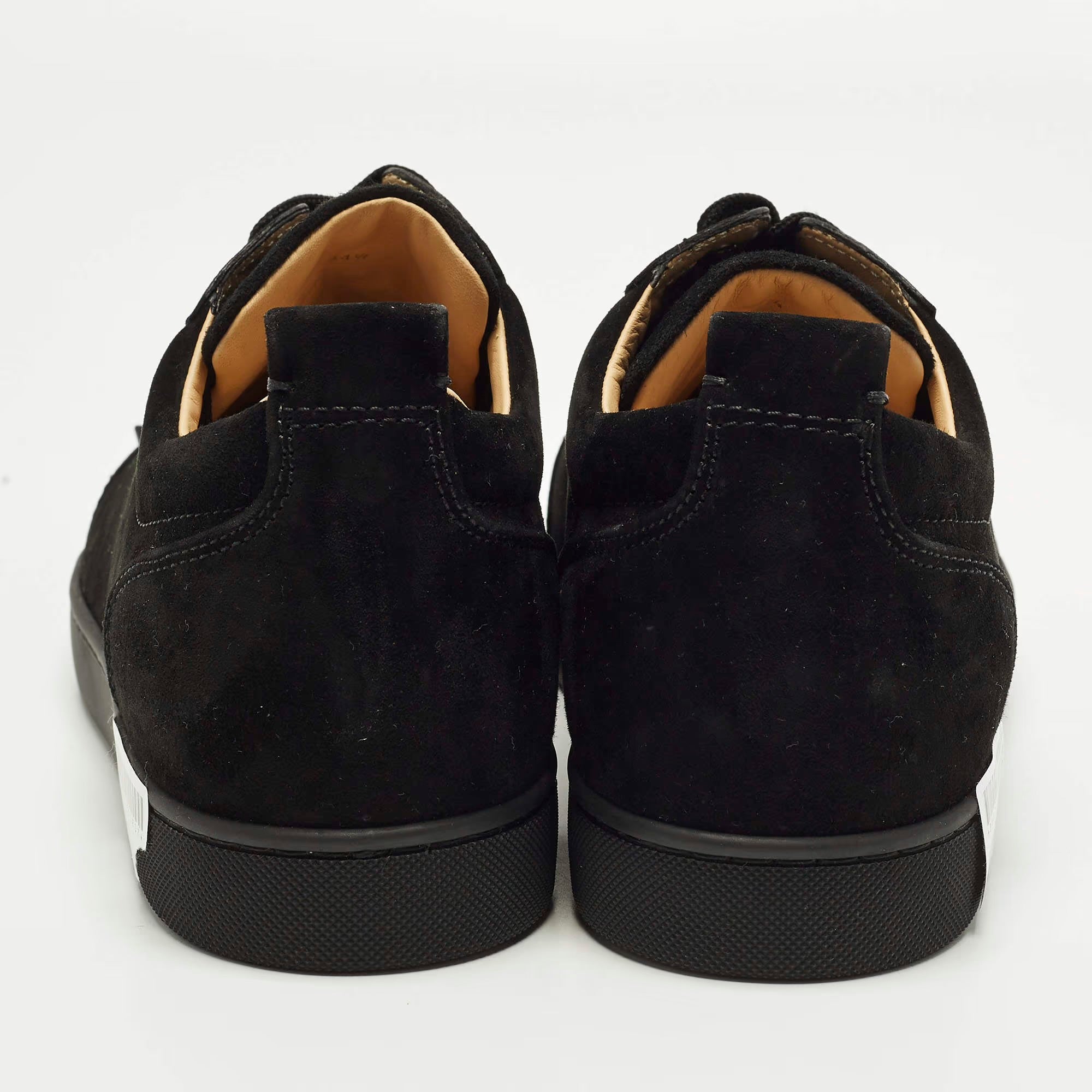 Christian Louboutin Louis Junior Spikes Size 44.5 Black Suede Low Top Sneakers
