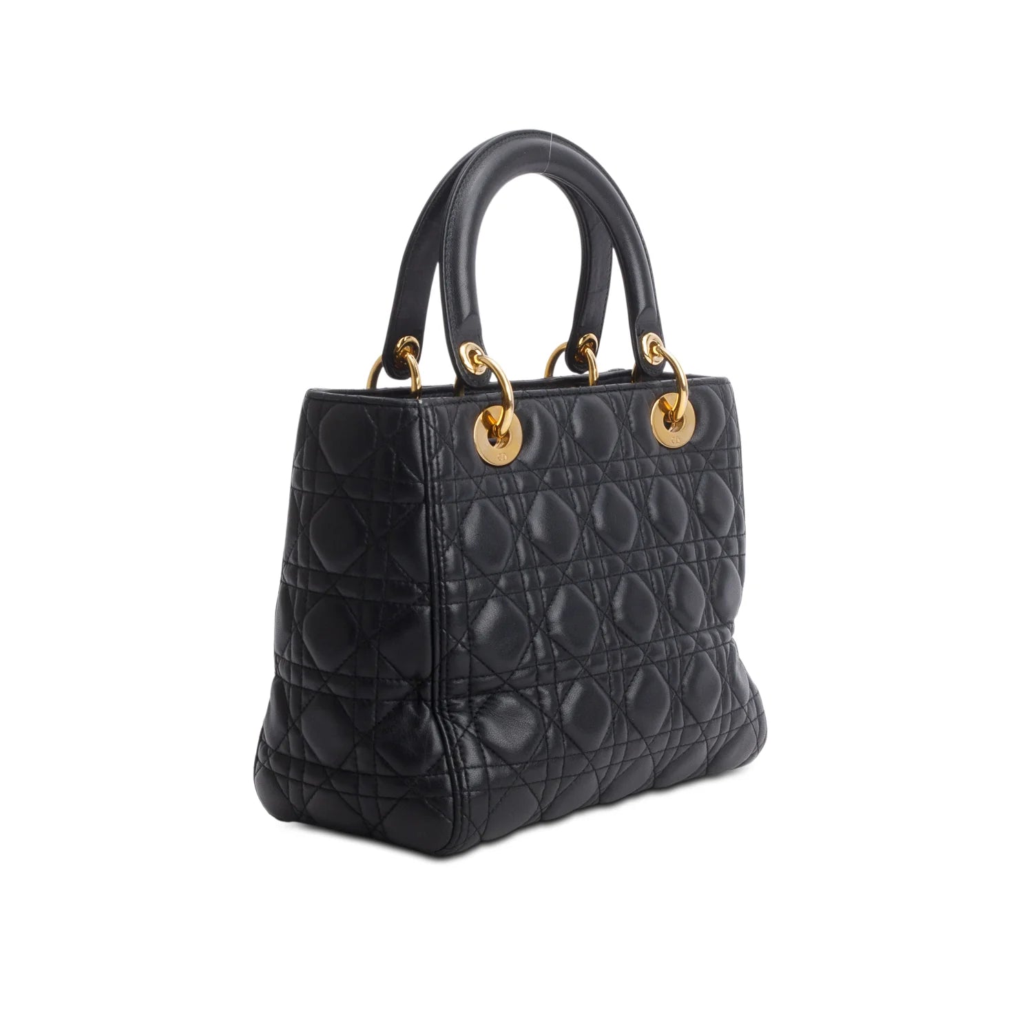 Christian Dior Black Cannage Lambskin Leather Medium Lady Dior Bag