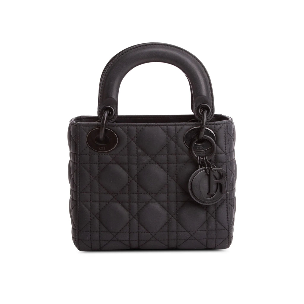 Christian Dior 2020 Black Ultra Matte Calfskin Cannage Mini Lady Dior