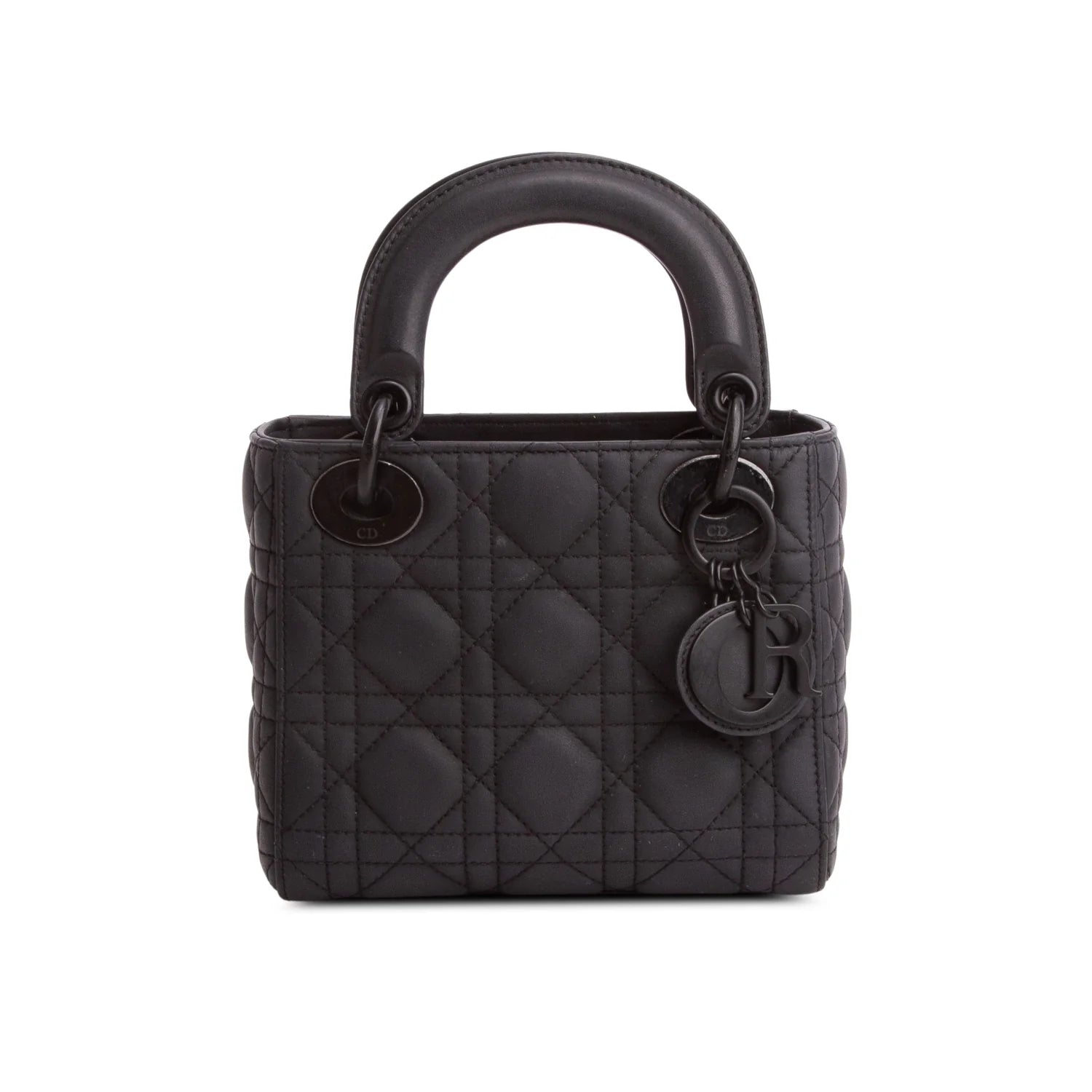 Christian Dior 2020 Black Ultra Matte Calfskin Cannage Mini Lady Dior