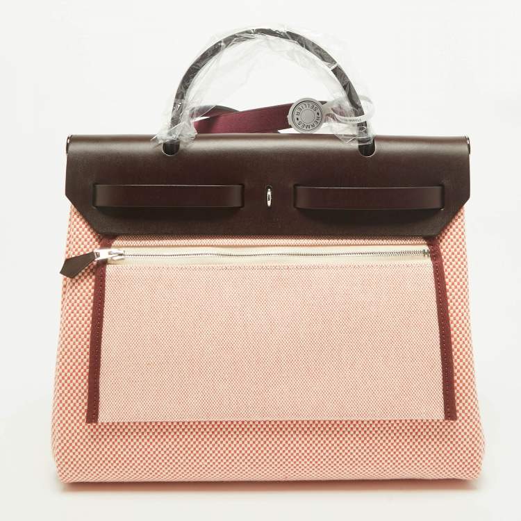 Hermès Herbag Zip 31Orange Field/Ecru/Rouge Sellier Criss Viking Toile and Vache Hunter Top Handle Bag