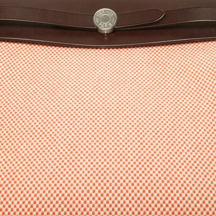 Hermès Herbag Zip 31Orange Field/Ecru/Rouge Sellier Criss Viking Toile and Vache Hunter Top Handle Bag