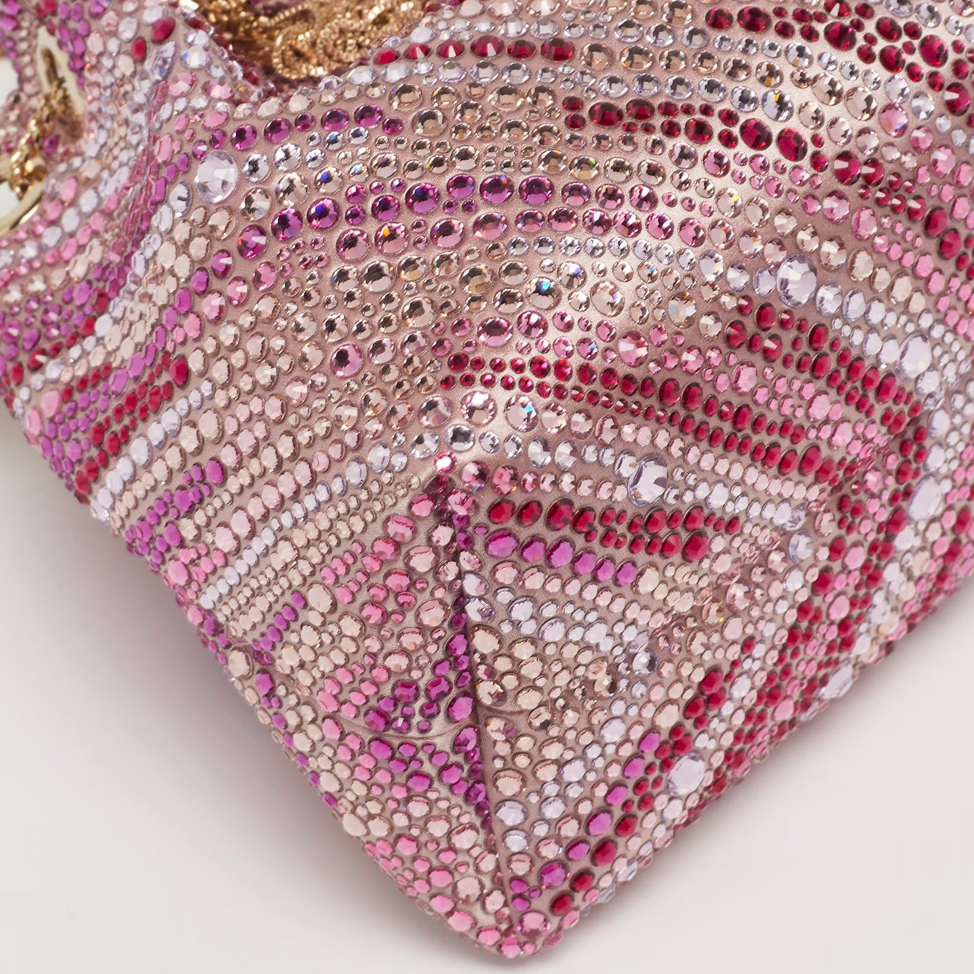 Jimmy Choo BonBon Crystal Embellished Pink Satin Bucket Bag