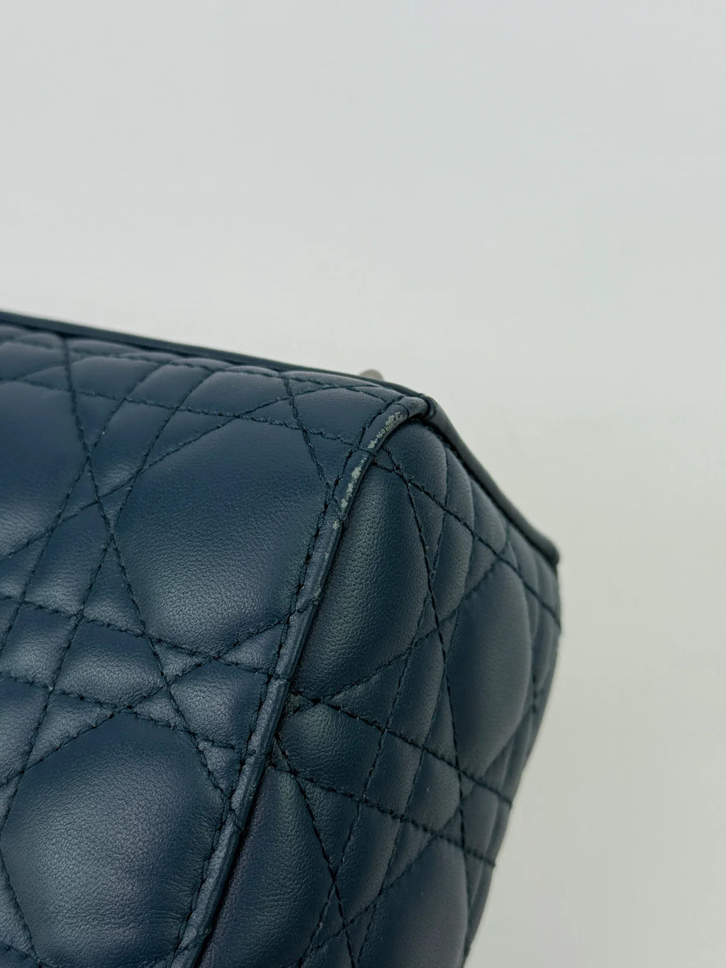 CHRISTIAN DIOR LADY DIOR SMALL BAG IN DENIM BLUE WITH SILVER HARDWARE