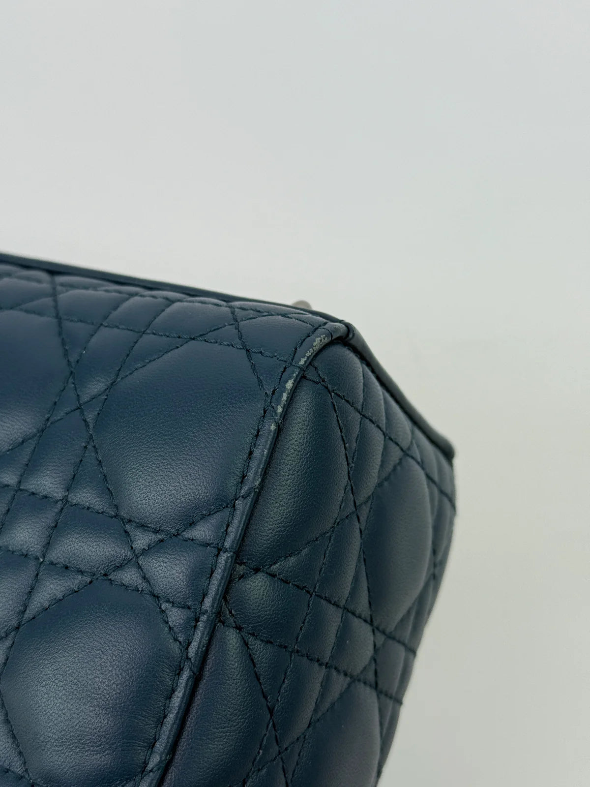 CHRISTIAN DIOR LADY DIOR SMALL BAG IN DENIM BLUE WITH SILVER HARDWARE