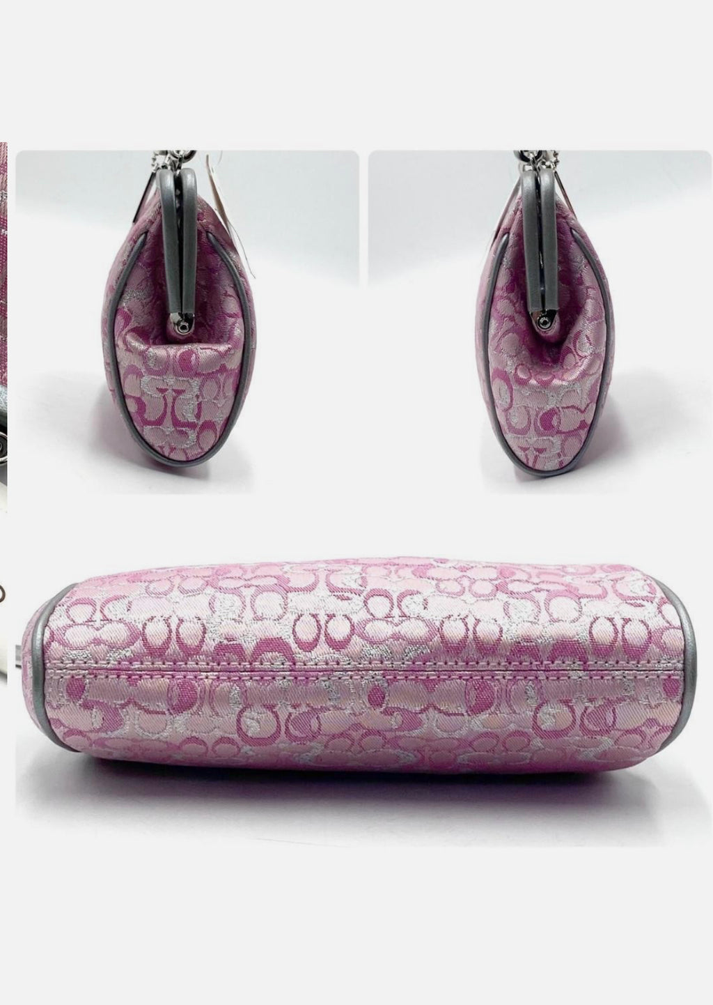 Coach Pink Canvas Leather Clutch Handbag