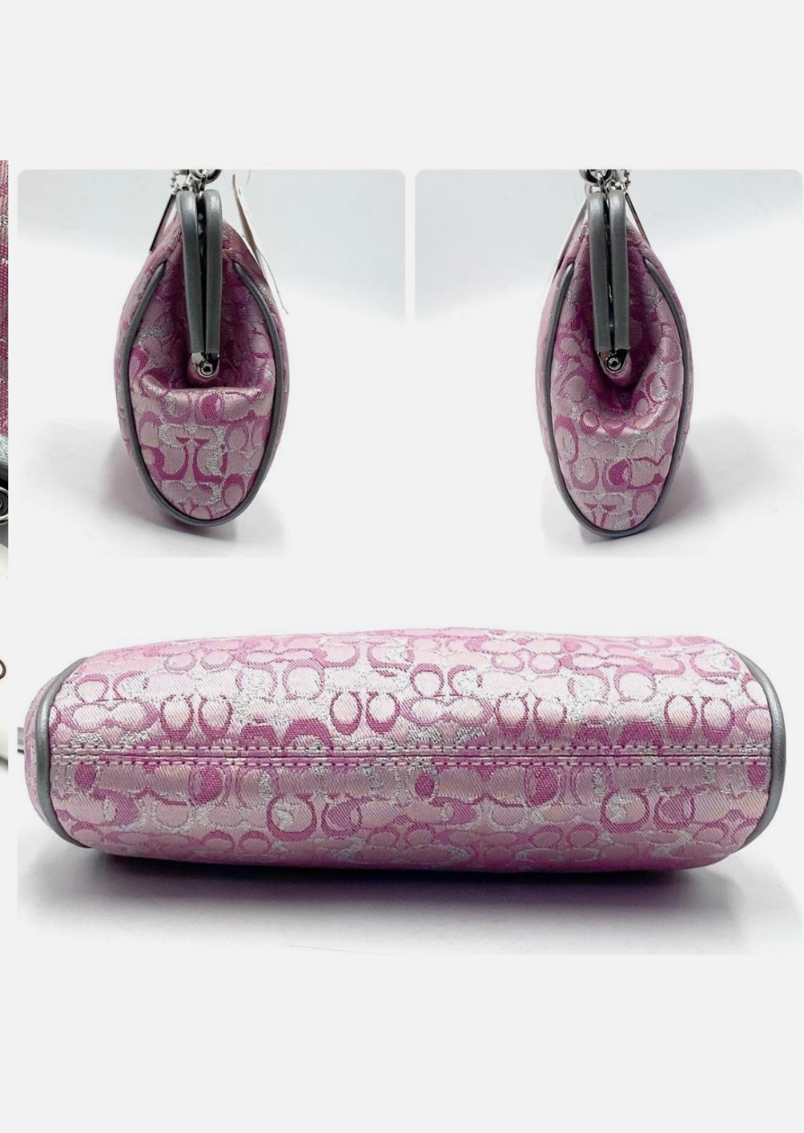 Coach Pink Canvas Leather Clutch Handbag