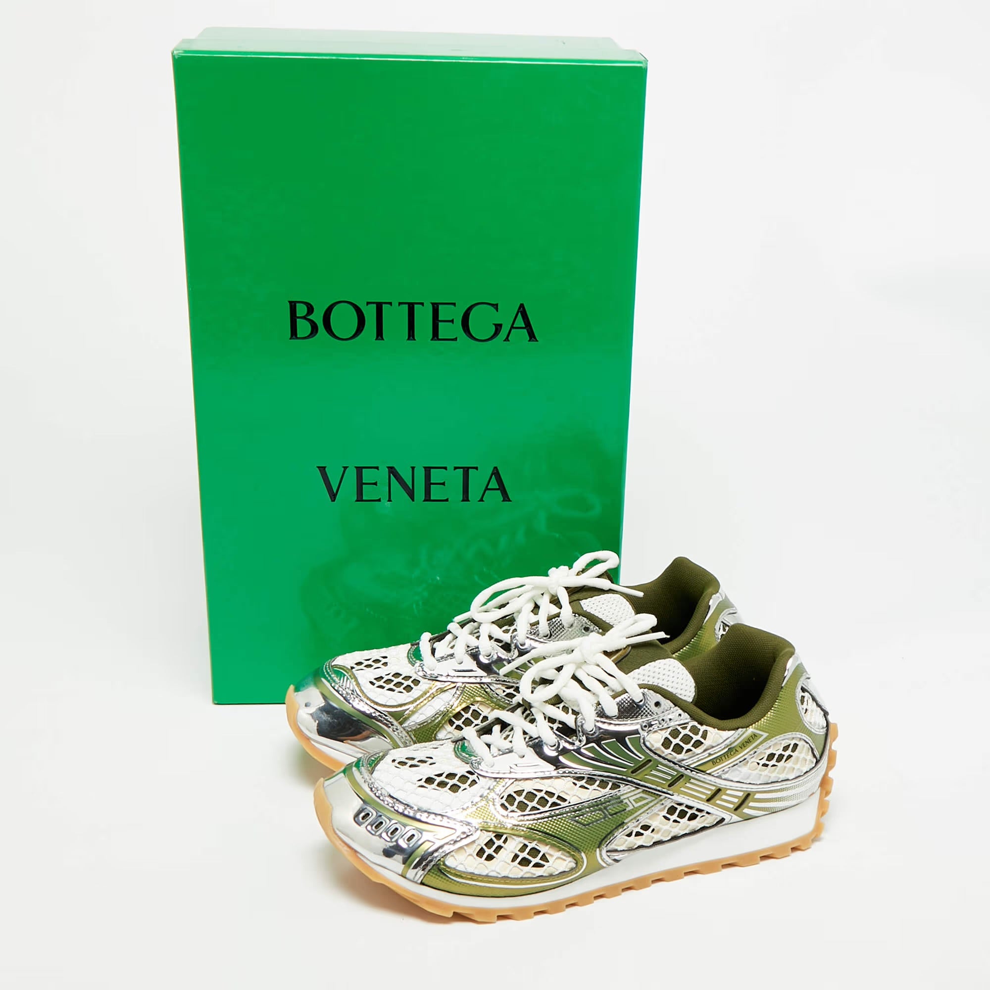 Bottega Veneta Orbit Flash Size 40 Tricolor Leather and Mesh Lace Up Sneakers