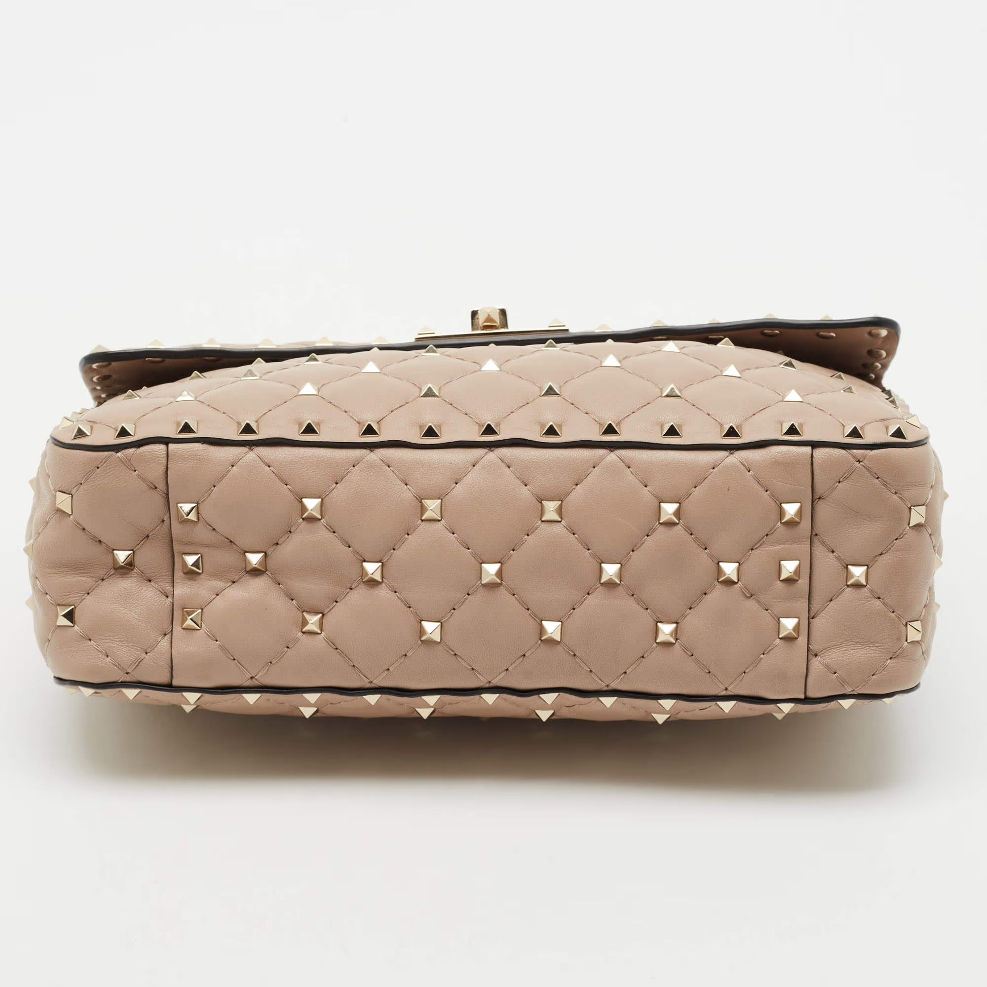 Valentino Rockstud Spike Medium Old Rose Leather Top Handle Bag