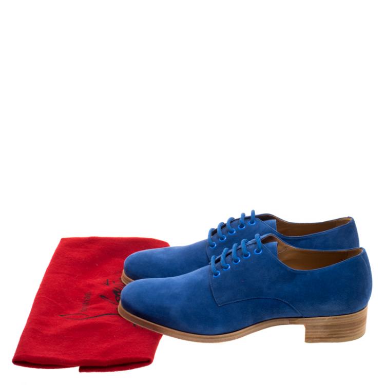 Christian Louboutin Blue Suede Chorale Lace Up Derby Size Size 42