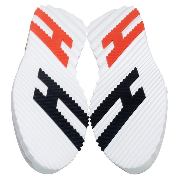 Hermes White Suede and Fabric Bouncing Sneakers Size 46