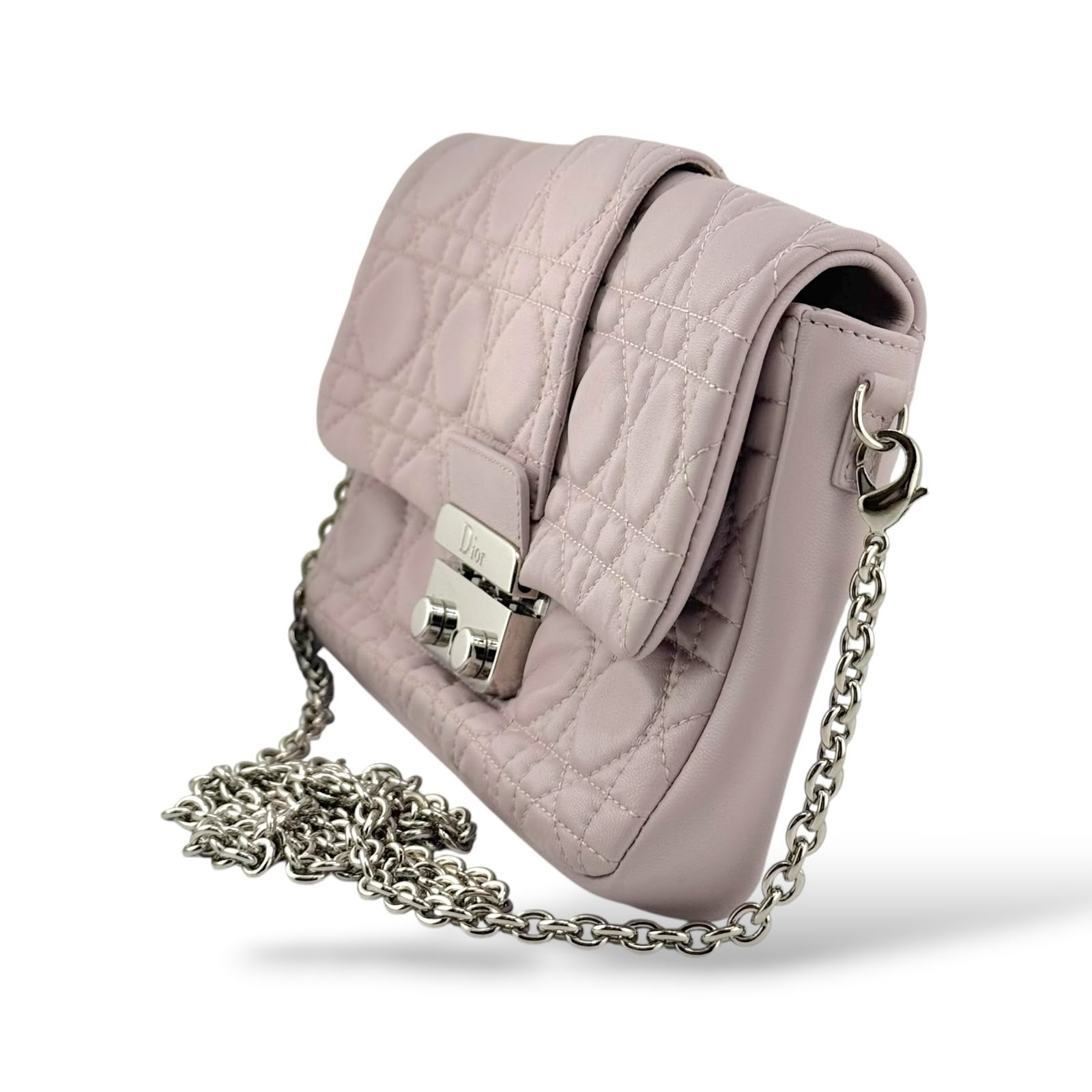 Christian Dior Light Pink Cannage Quilted Leather Miss Dior Promenade Crossbody Clutch Bag