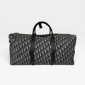 CHRISTIAN DIOR OBLIQUE CANVAS TRAVEL BAG WITH SILVER HARDWARE