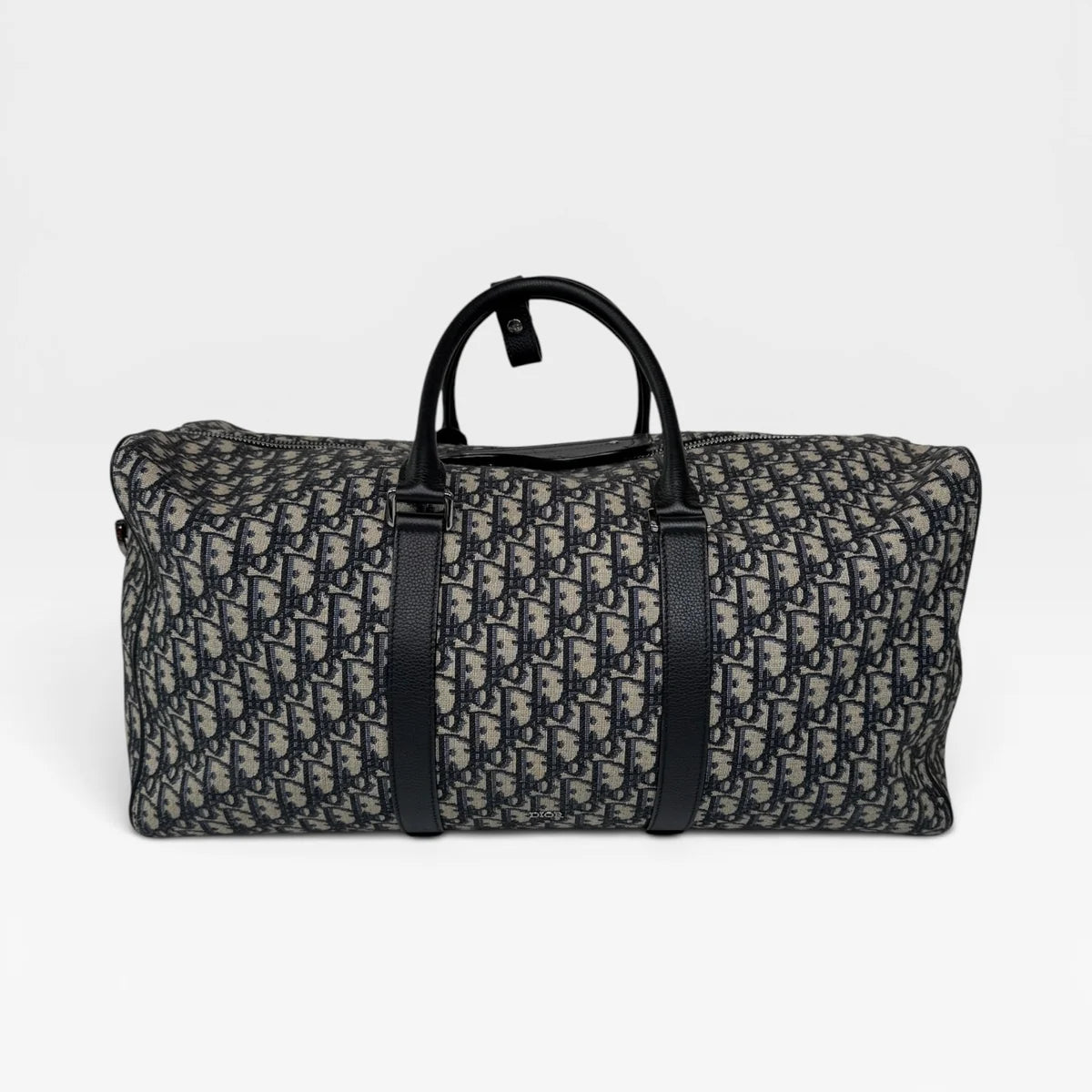 CHRISTIAN DIOR OBLIQUE CANVAS TRAVEL BAG WITH SILVER HARDWARE