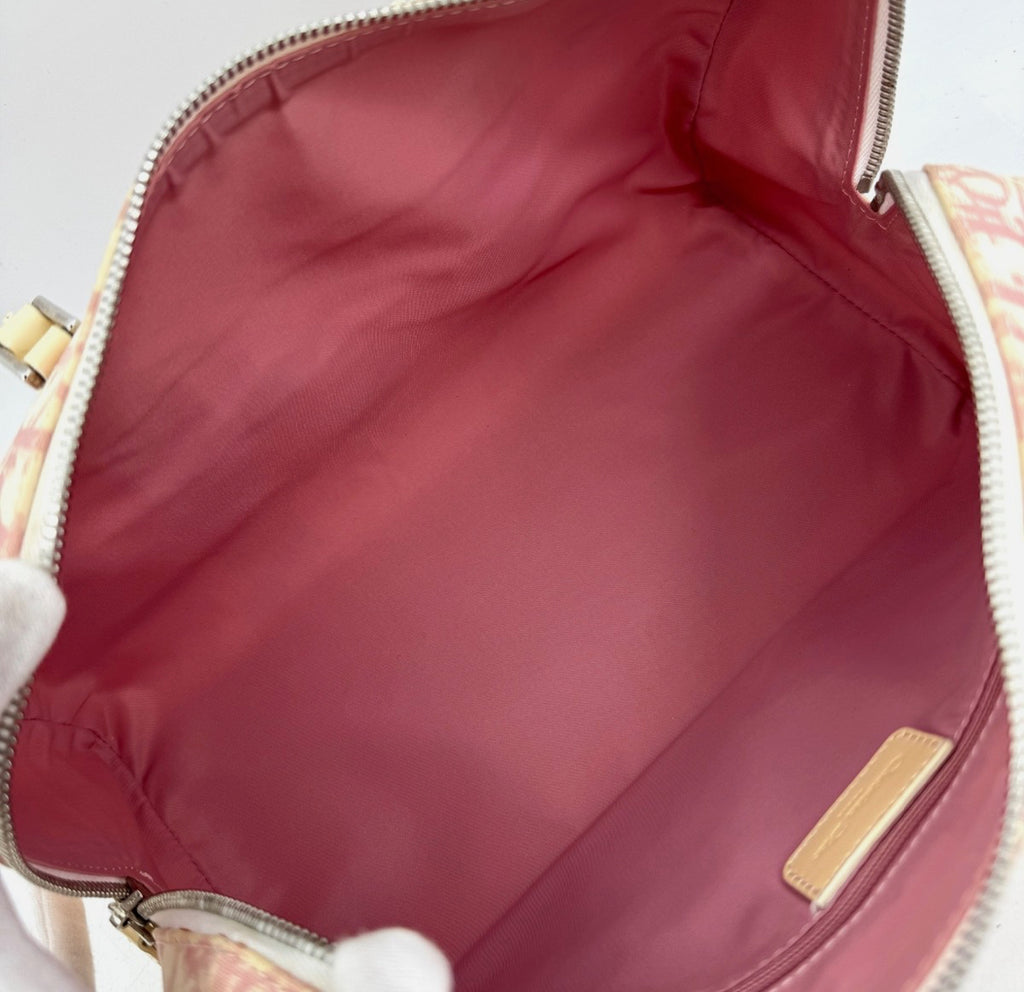 DIOR Pink Trotter Hand Mini Boston Bag Canvas Leather