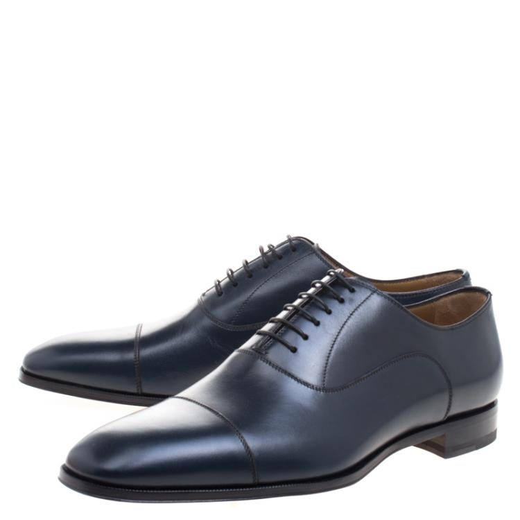 Christian Louboutin Oxford Blue Leather Greggo Lace Up Oxfords Size 43