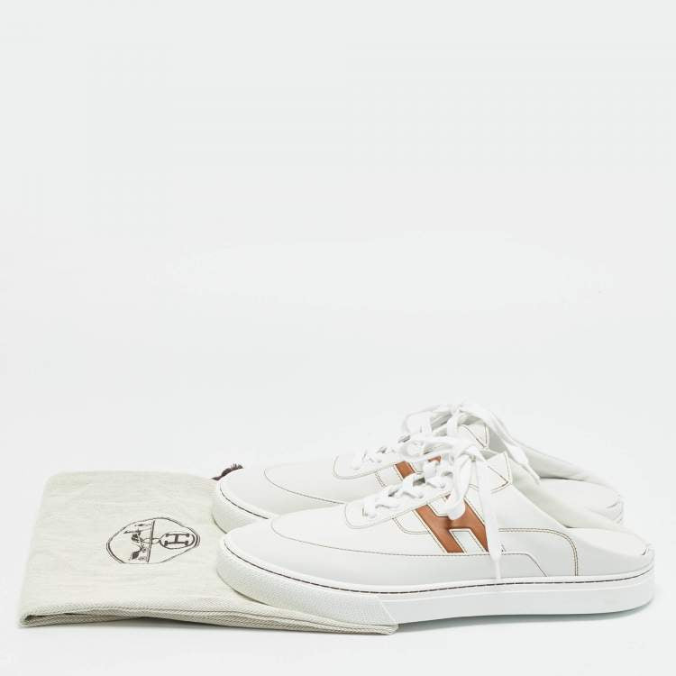 Hermes Keep Size 43 White Leather Mules Sneakers