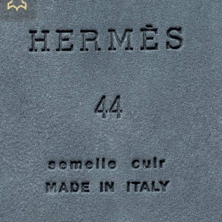 Hermes Black/Brown Leather Izmir Flat Sandals Size 44
