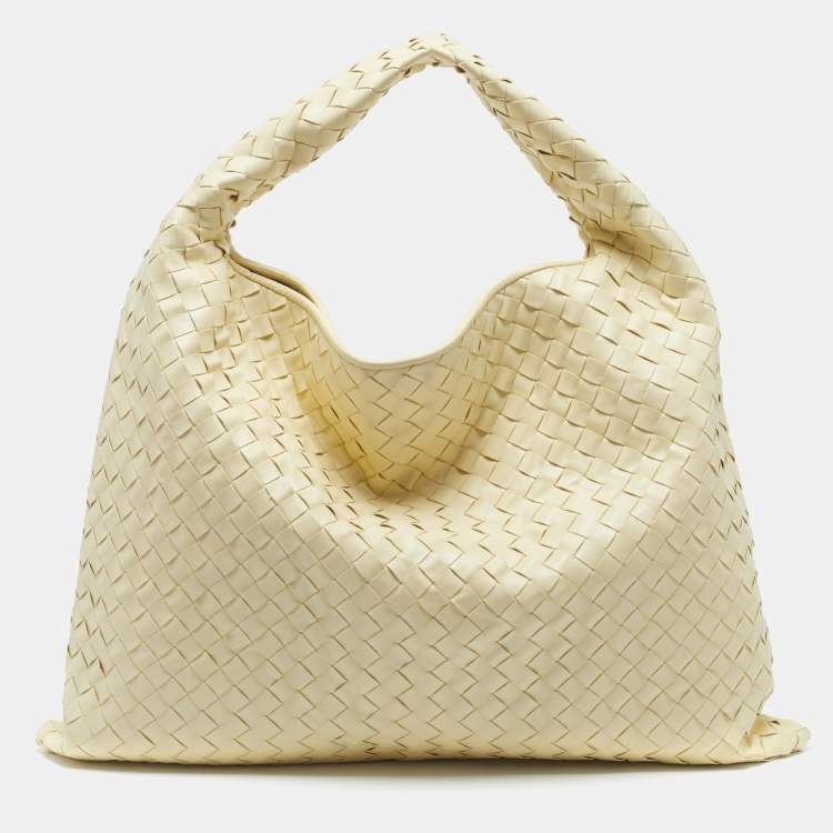 Bottega Veneta Hop Large Yellow Intrecciato Leather Shoulder Bag