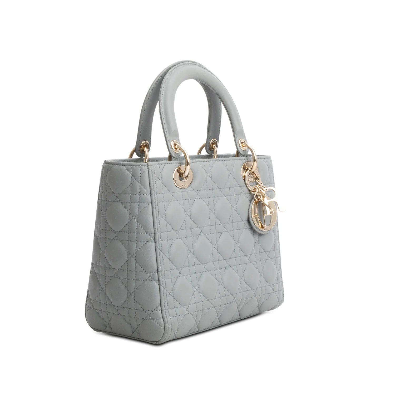 Christian Dior 2021 Grey Cannage Lambskin Leather Medium Lady Dior Bag