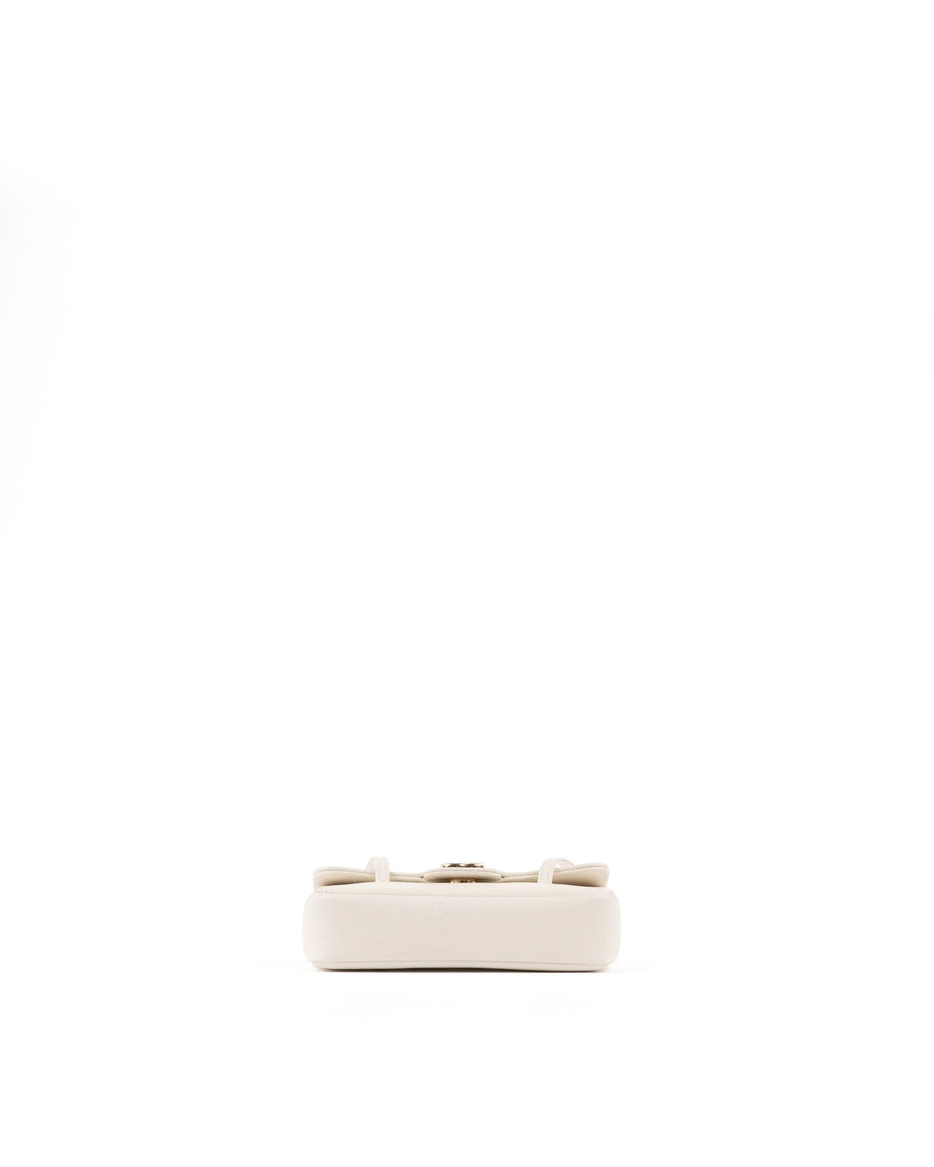 Chanel Clutch White Leather Strap in Grained Shiny Calfskin and Gold Tone Metal