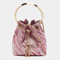 Jimmy Choo BonBon Crystal Embellished Pink Satin Bucket Bag