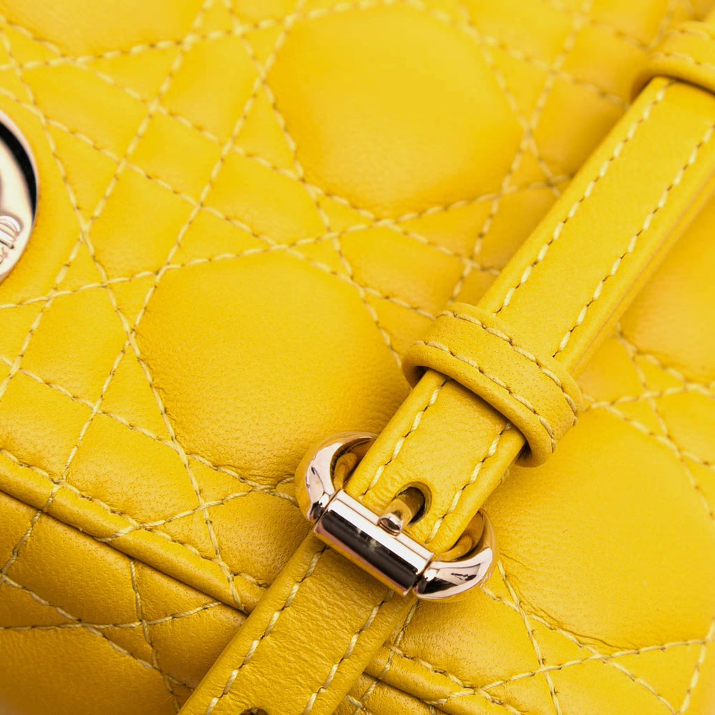 Dior Yellow Micro Lambskin Cannage Lady Dior