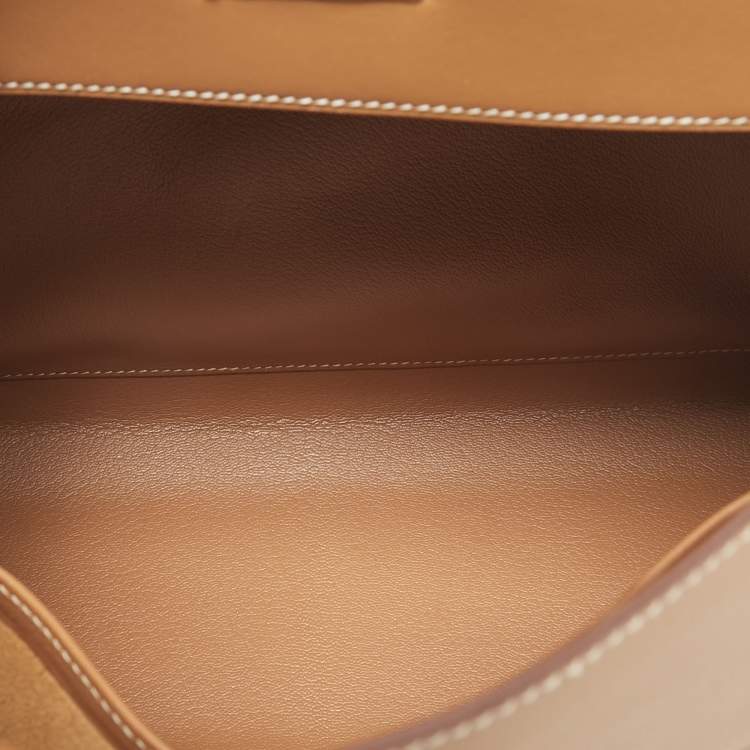 Hermes Kelly Sellier 32 Gold Finish Natural Sable Veau Butler Leather Top Handle Bag