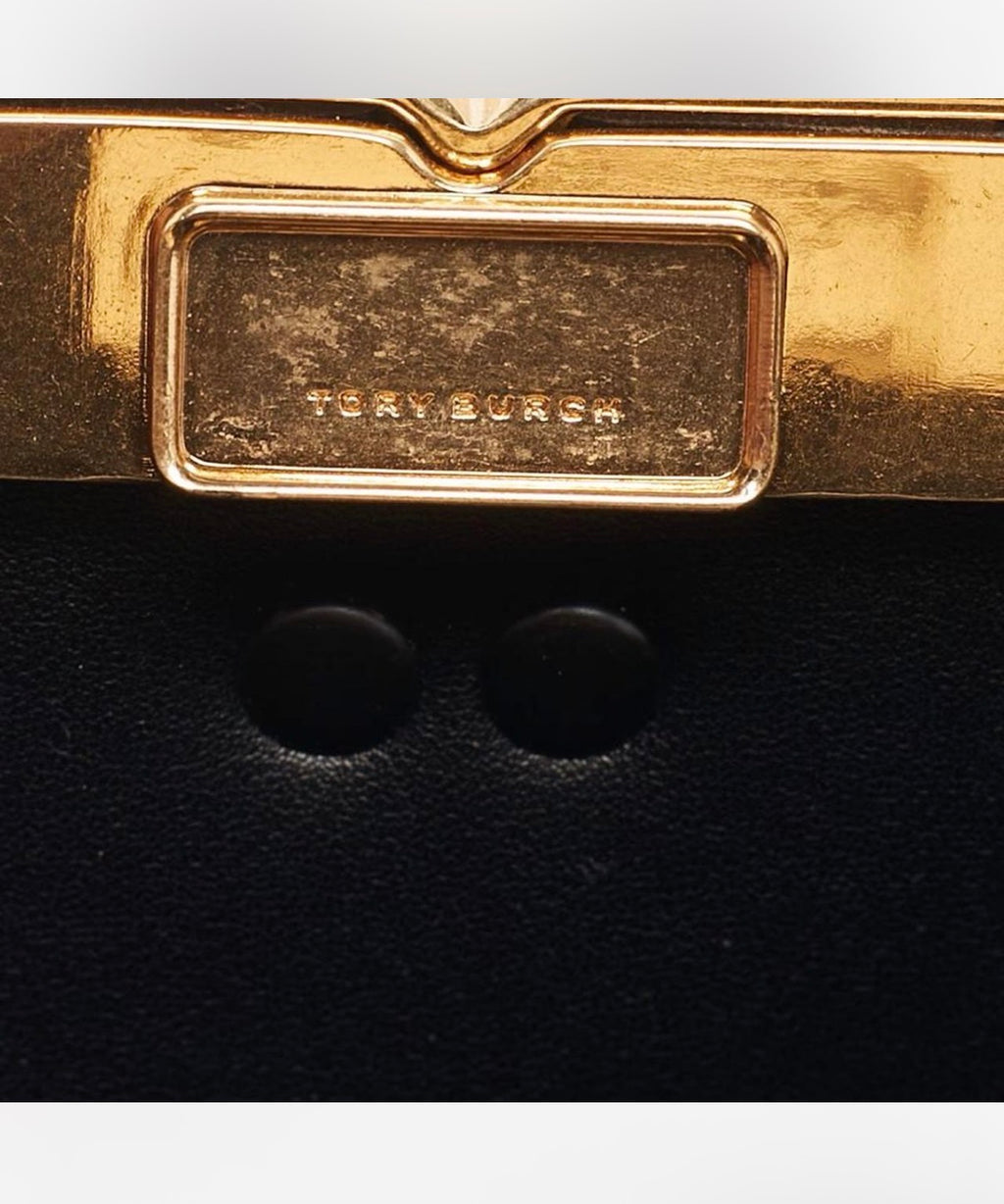 Tory Burch Eleanor Black Croc Embossed Leather Top Handle Bag