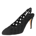Chanel Black Mesh and Fabric Cap Toe Slingback Pumps Size 39