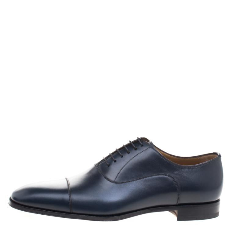 Christian Louboutin Oxford Blue Leather Greggo Lace Up Oxfords Size 43