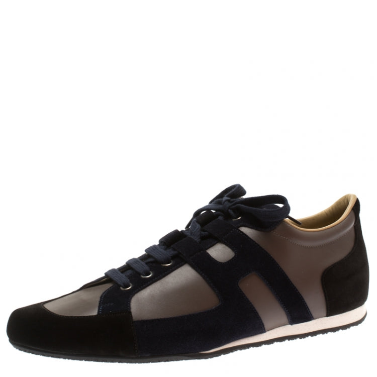 Hermes Tricolor Leather And Suede Tie Break Sneakers Size 45