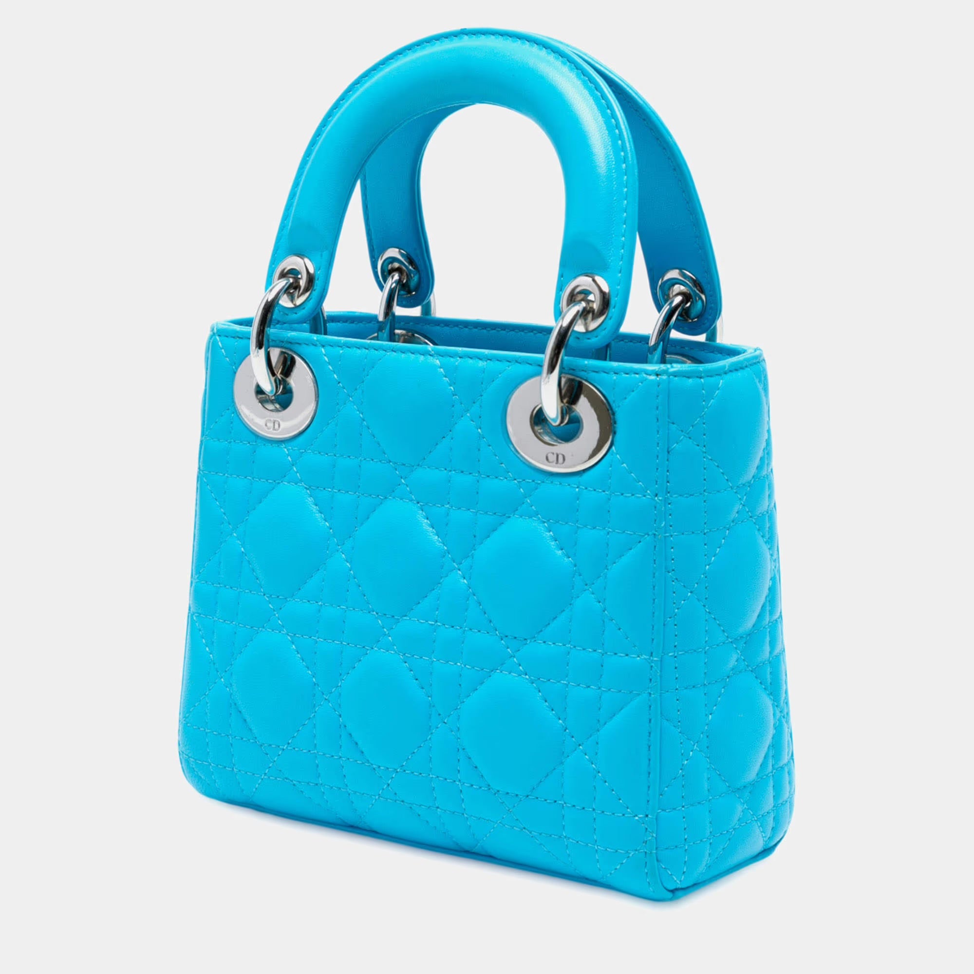 Dior Blue Mini Lambskin Cannage Lady Dior