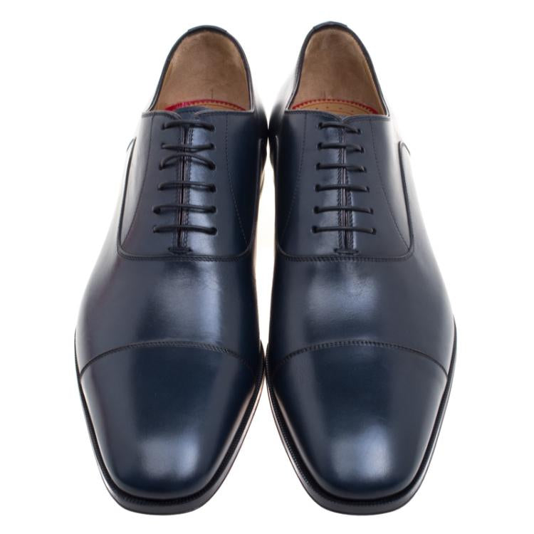 Christian Louboutin Oxford Blue Leather Greggo Lace Up Oxfords Size 43
