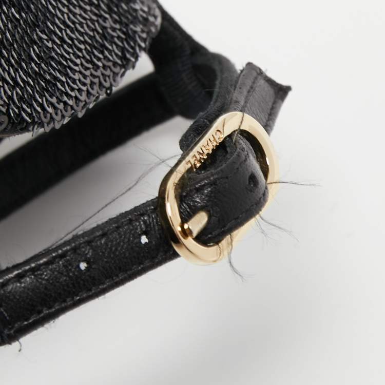 Chanel Black Sequins and Canvas CC Cap Toe Mary Jane Flats Size 39