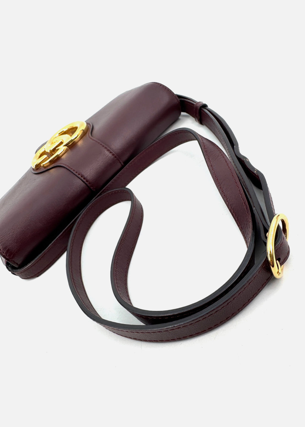 GUCCI Arli Shoulder Bag GG Marmont Burgundy Leather Crossbody
