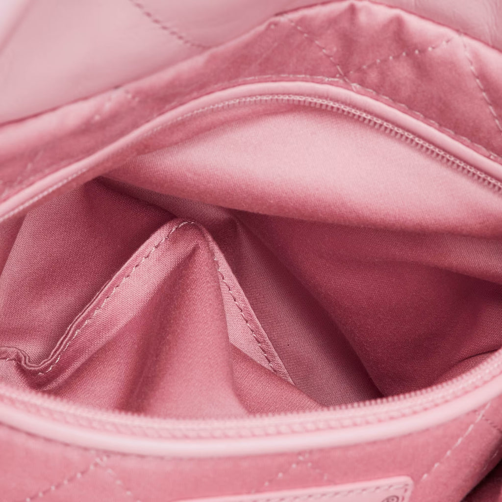 Chanel Light Pink Quilted Shiny Leather Small 22 Bag