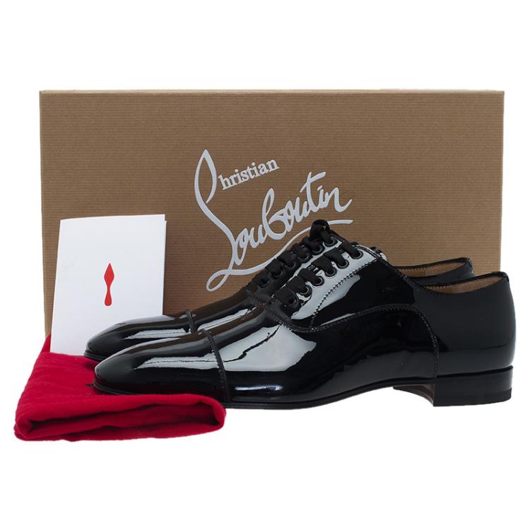 Christian Louboutin Black Patent Greggo Flat Oxfords Size 41